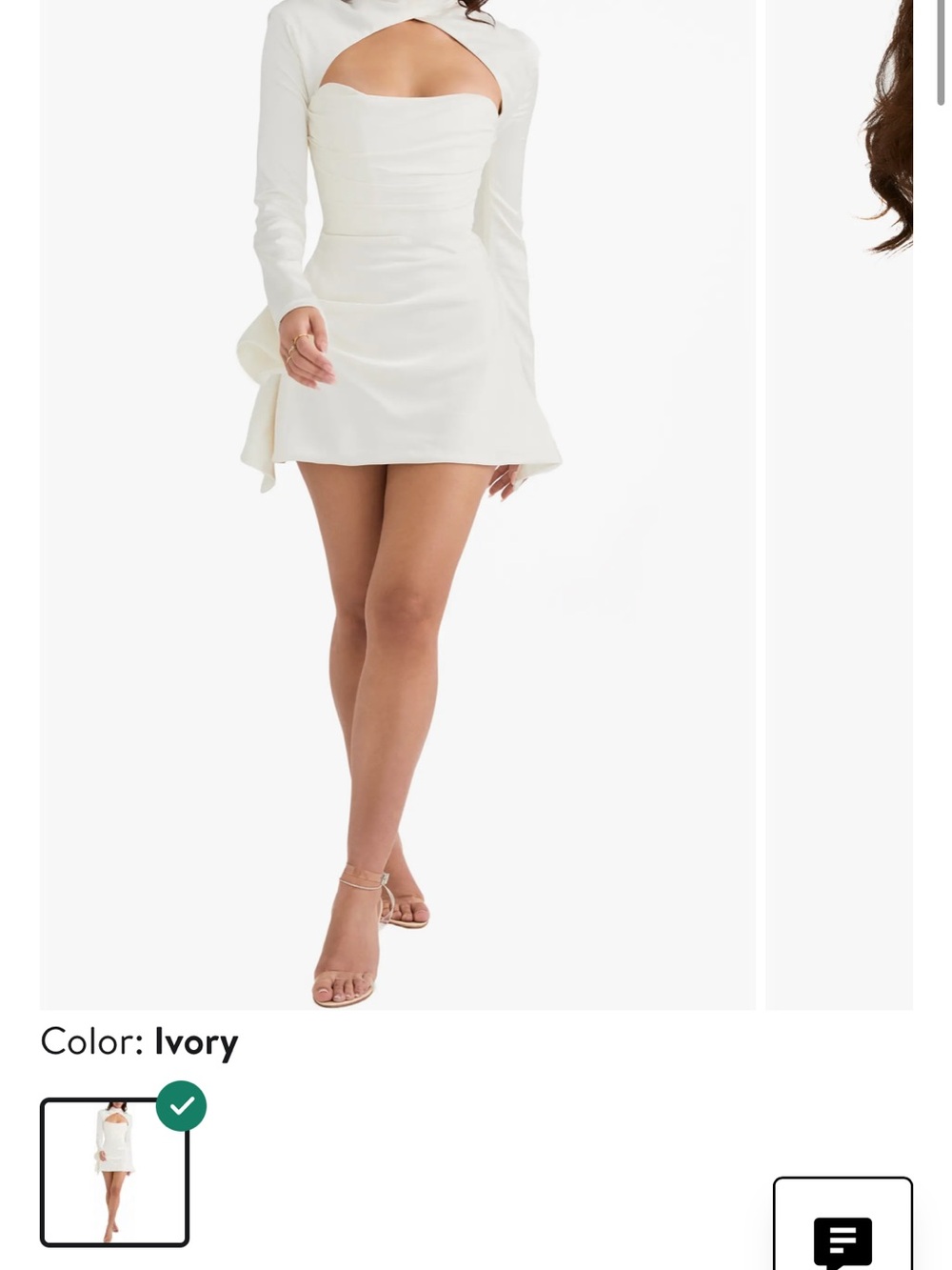 House of CB Ivory Long-Sleeve Cutout Mini Dress